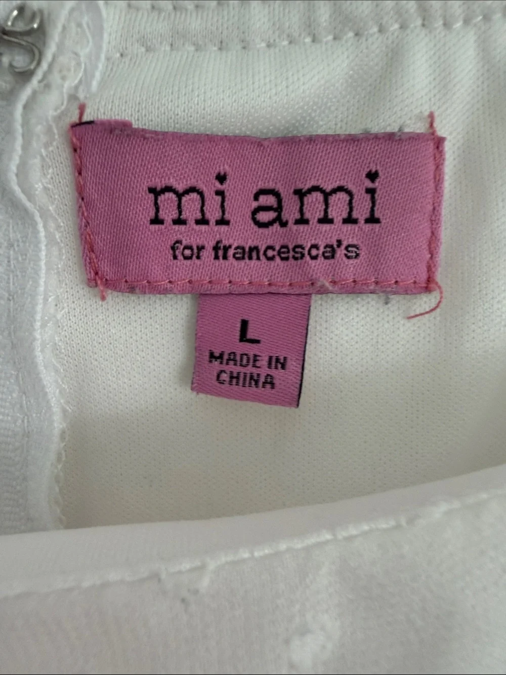mi ami White Dress with Pink Label